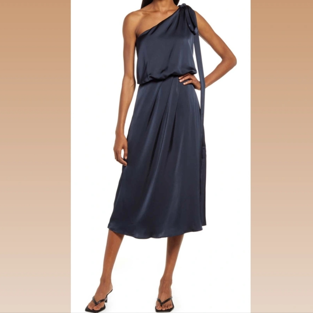 NWOT Amy Lynn One Shoulder Satin Dress
